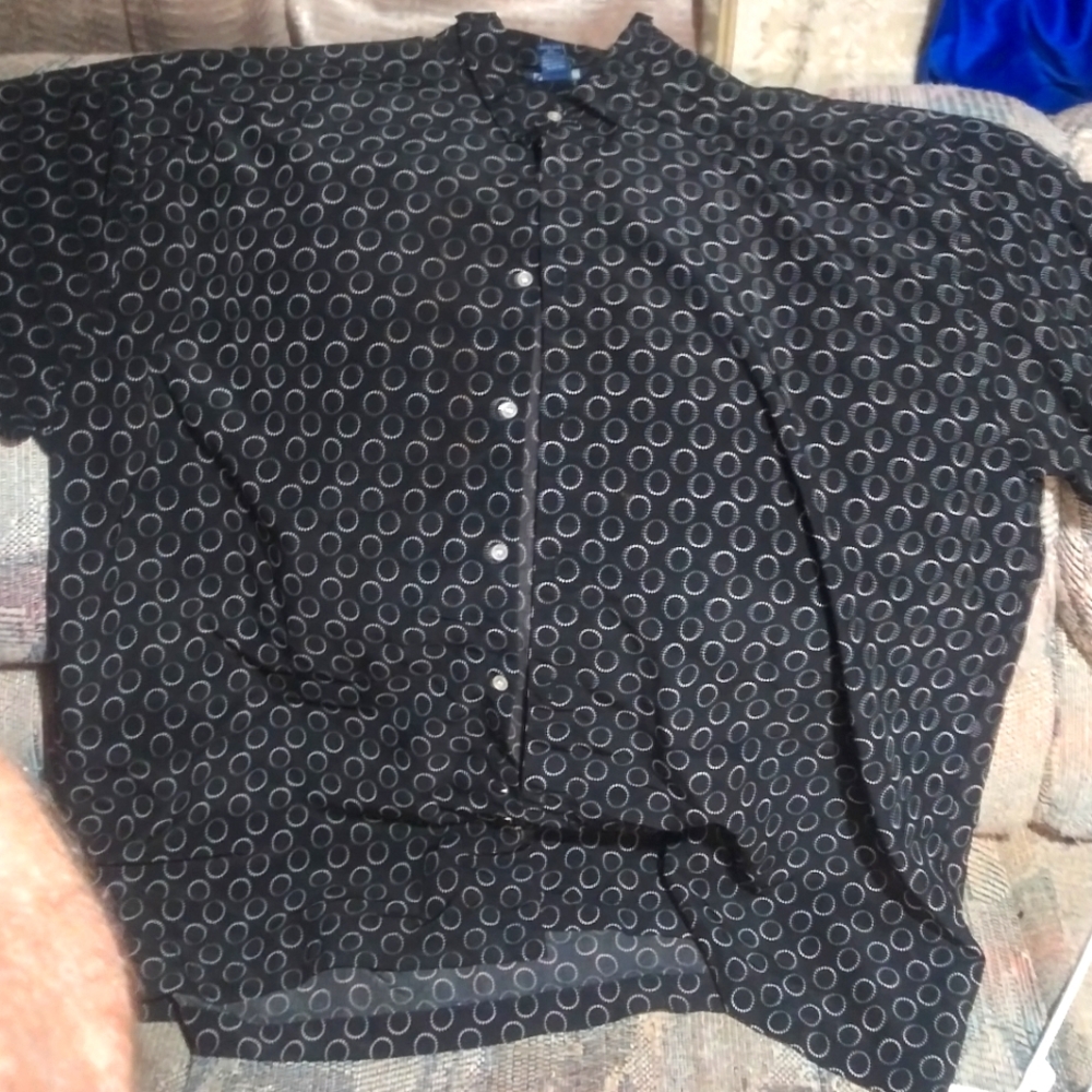 Mens Big & Tall George Martin Short Sleeve Button down Dress Shirt Sz 3XLarge